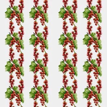 Intricate redcurrant watercolor pattern suitable for textile and wrapping p.. Stock Illustration