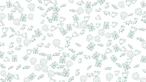 Intricate seamless floral pattern with delicate line art on pale background Stock Footage 336830830