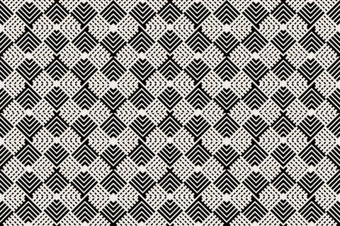 Intricate seamless pattern featuring a complex geometric design with black .. Stock Illustration