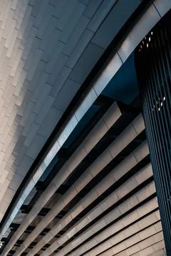 Intricate shape and forms of modern futuristic building of Santiago Bernabe.. Stock Photos