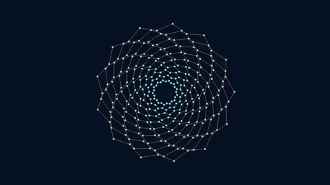 Intricate spider web design circular pattern of connected lines and dots Stockbeeldmateriaal 297596569