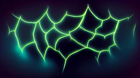 Intricate spider web, halloween concept. Neon abstract Cobweb. Stock Illustration