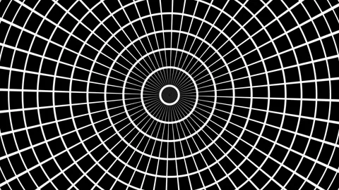 An intricate spiral pattern of white dots on a black background circular design Vidéo 304796793