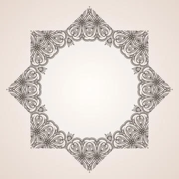 Intricate star floral vector frame Stock Illustration