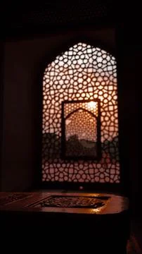 Intricate Stone Jaali Work in Ancient Indian Architecture - Silhouette Stock Photos