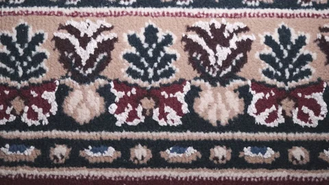 Intricate Texture of a Colorful Middle Eastern Rug in Bazaar Detail Stock Footage 291312185