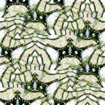 Intricate wavy stripes pattern white dark green black Illustrazione stock