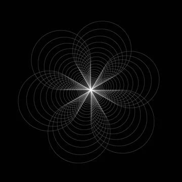 Intricate White Circular Flower Pattern Stock Illustration