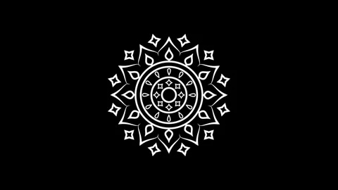 Intricate white mandala circular pattern with elegant floral and geometric .. Stockbeeldmateriaal 337185450
