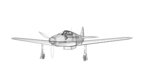 Intricate Wireframe Airplane Design Showing Detailed Architectural Structure Stock Footage 344658386