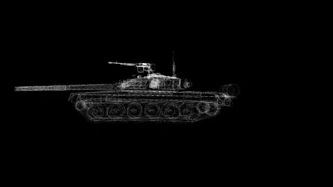 Intricate Wireframe Design of a Modern Tank in Digital 3D Illustration Stock Footage 341778652