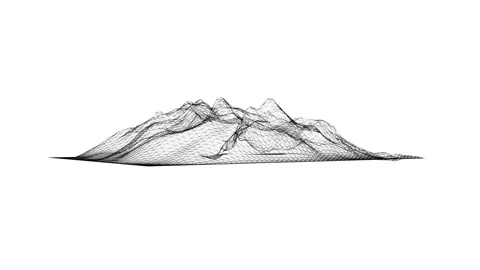 Intricate Wireframe Mountain Range in Minimalist Black and White Art Stock Footage 344733362