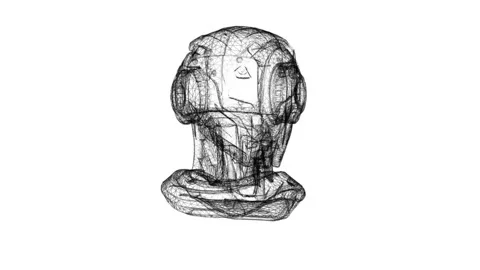 Intricate Wireframe Robotic Head Design in Transparent View from Multiple A.. 库存影片 334501643