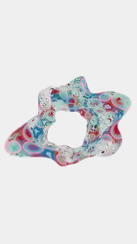 Intricated pattern display of colorful, glossy abstract shapes, white background Stock Footage 321007734