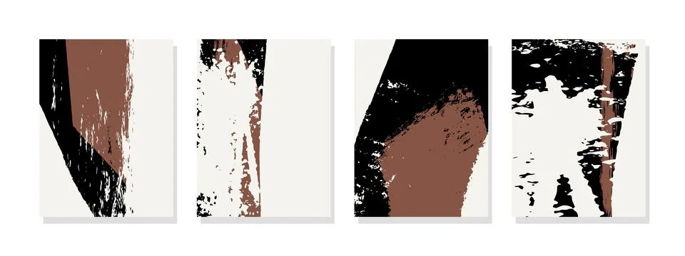 Intriguing black and white abstract paintings on a white canvas, showcasing.. Stock Illustration