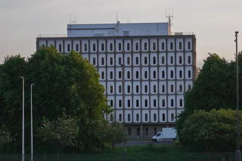 An intriguing building with unique architectural features Stock Photos