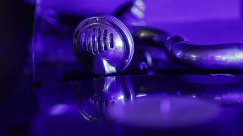Intriguing shadows on the phonograph Stock Footage 97675772