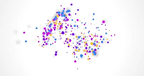 Intro animation. Two groups of black and white balls collide and explode into ye Stock Footage 151232700