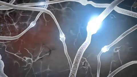 Intro Brain Impulses. Neuron System. Transferring Pulses And Generating Stockillustratie