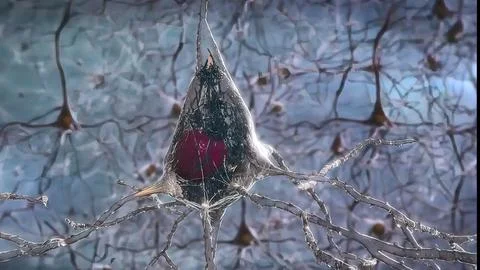 Intro Brain Impulses. Neuron System. Transferring Pulses And Generating Stock Illustration