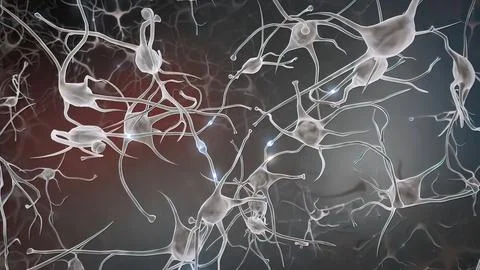 Intro Brain Impulses. Neuron System. Transferring Pulses And Generating Stock Illustration