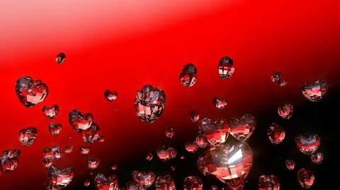 Intro diamond hearts flying up, camera rotate - 3D CG HD Alpha Stock Footage 22153674