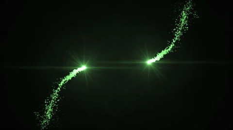 Intro with moving two green smoke streaks and lens flares on a dark backgroun Stock Footage 64716915