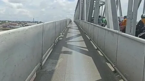 Intro video walking on the bridge Stock Footage 219400790