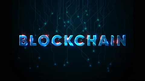 Intro with the word blockchain with neon effects. Blockchain crypto currency. Stock Footage