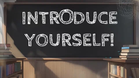 INTRODUCE YOURSELF - TEXT ANIMATION ON CHALKBOARD 스톡 동영상 259940429
