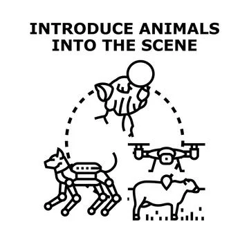 Introducing animals into technology scene illustration Stock Illustration