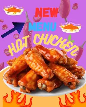 Introducing new menu: hot chicken wings Stock Illustration