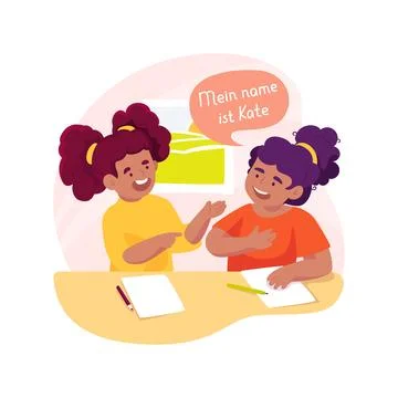 Introducing yourself in foreign language isolated cartoon vector illustration. 스톡 일러스트