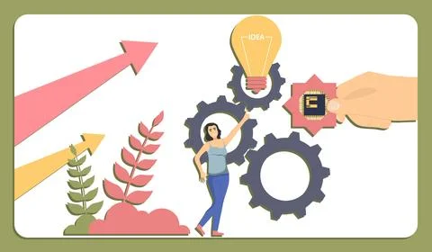 Introduction of new technologies. Search for alternative solutions and ideas. Illustration