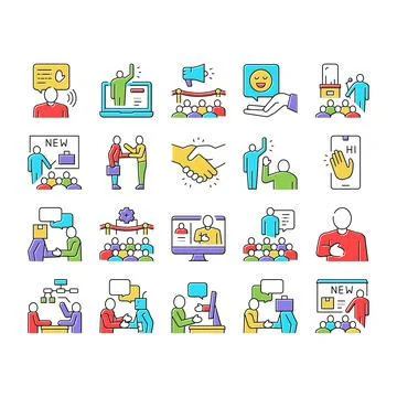 Introduction Speech Collection Icons Set Vector . Stockillustratie