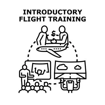 Introductory flight training program with flight instructor Stock Illustration