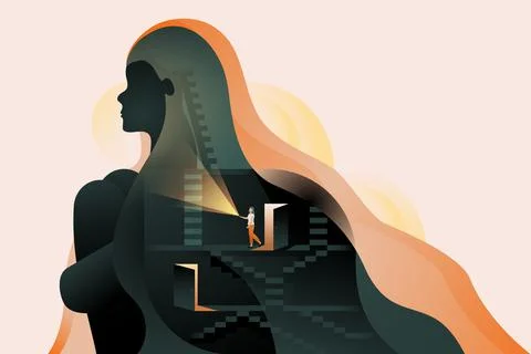 Introspection illustration, self analysis drawing Stock-Illustration