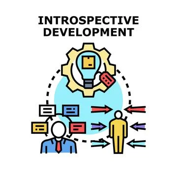 Introspective development process improving personal growth and ideas Stock Illustration