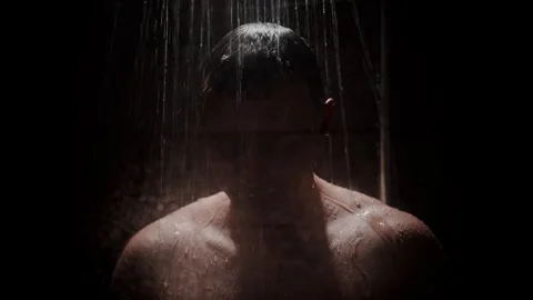 An Introspective Moment Under a Shower Exploring Human Emotions and the Essence Stock Footage 306917421