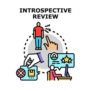 Introspective review concept analyzing personal experience Stock Illustration