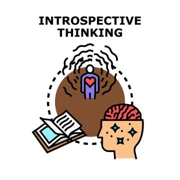 Introspective thinking concept analyzing personal growth and wisdom Иллюстрация