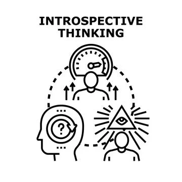 Introspective thinking mind searching for inspiration and development Ilustración de archivo