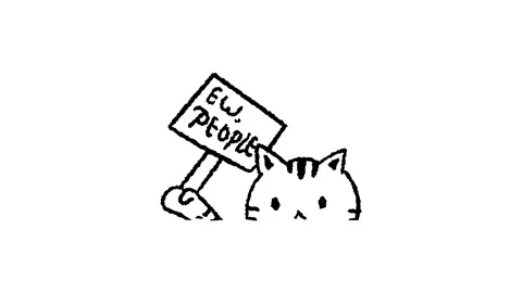 Introvert Cute cate said ew people looping animation on white background Stock Footage 340273137