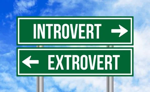 Introvert or extrovert road sign on sky background Stock Photos