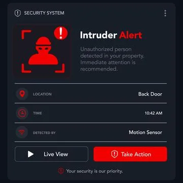 Intruder alert security dashboard. vector illustration Stock Illustration
