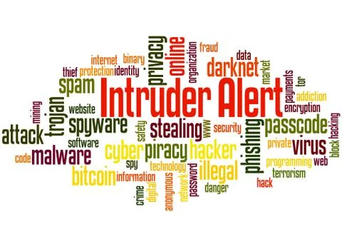 Intruder alert word cloud concept Illustrazione stock
