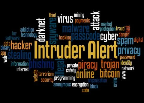 Intruder alert word cloud concept 스톡 일러스트