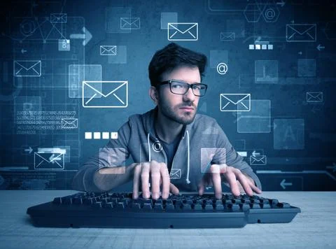 Intruder hacking email passcodes concept Stock Photos