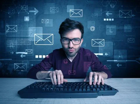 Intruder hacking email passcodes concept 스톡 사진