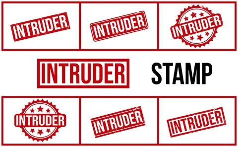 Intruder Rubber Stamp Set Vector Stock Illustration